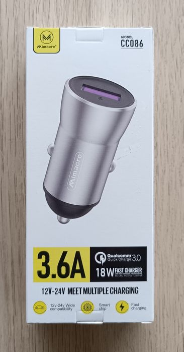 Carregador Mimacro CC086 3.6A Quick Charge 3.0