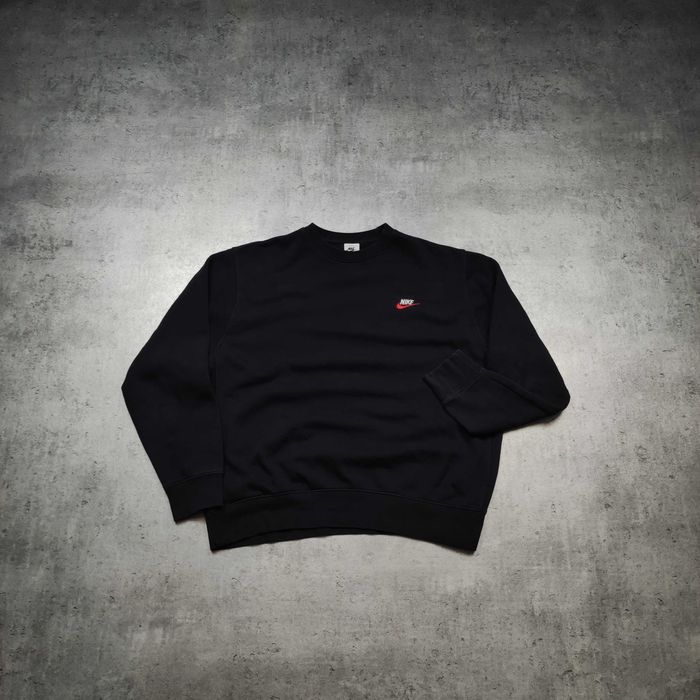 MĘSKA Bluza Bawełna Crewneck Czarna Haft Logo Nike Classic Dresowa