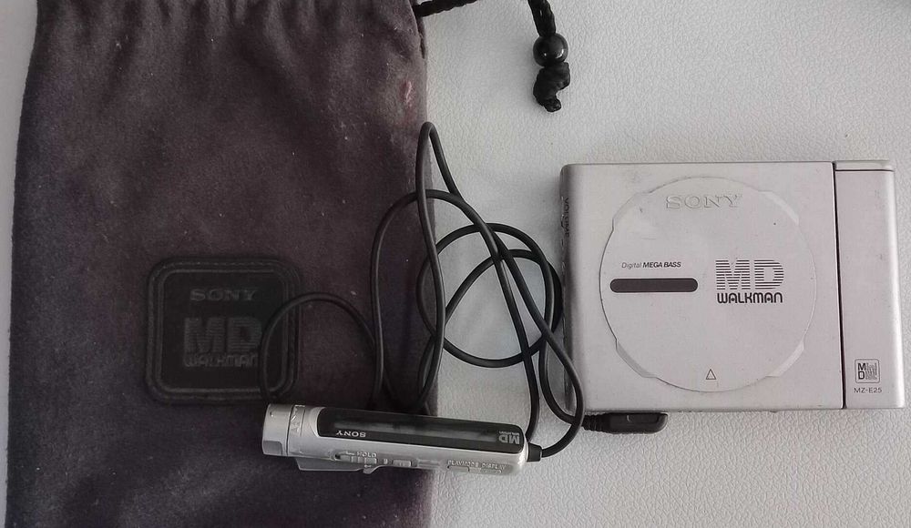 Sony MiniDisc Walkman Mz-E25 + Bolsa + 4 Mini Disc - Funcional