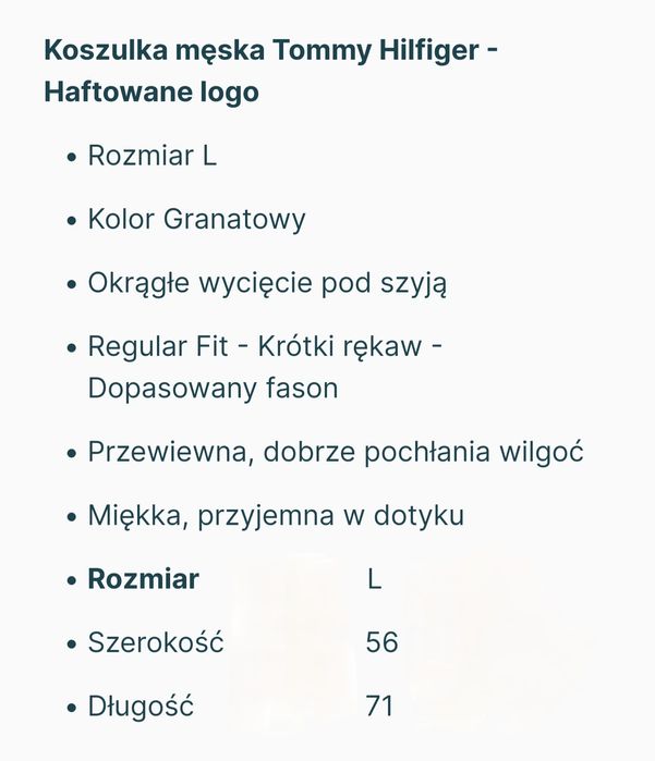 Nowa koszulka Tommy Hilfiger rozmiar L