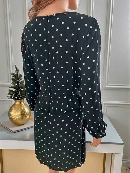 Mango czarna krótka sukienka grochy groszki polka dots