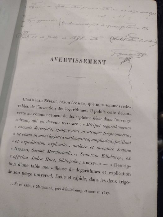 Tables de Logarithmes a sept Décimales 1875 J. Dupuis