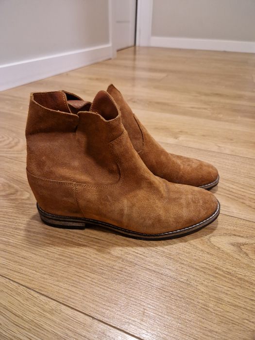 Botki Carini zamszowe camel r. 38 krótkie nowe