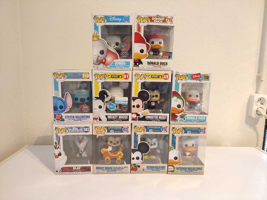 Funko Pop's Disney - Mickey, Donald, Olaf, Stitch e Dumbo