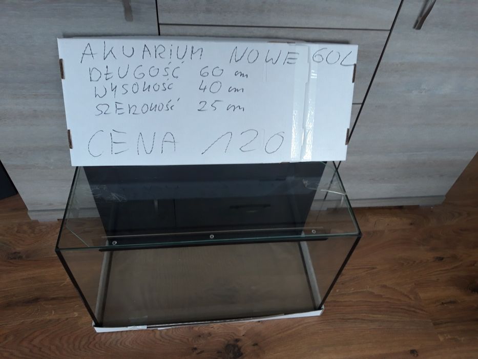 Akwarium 60 L NOWE z szybą nakrywkową