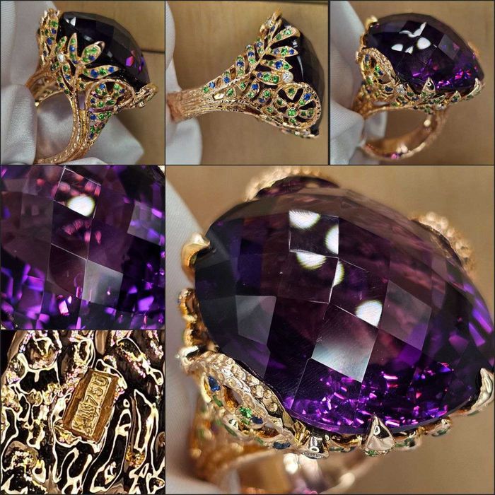 Каблучка із червоного золота з аметистом 55,140 ct
