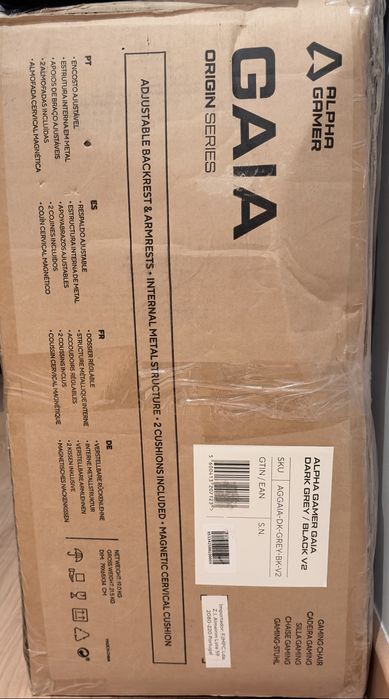 Cadeira Gaming Alpha Gamer Gaia V2 Dark Grey/Black