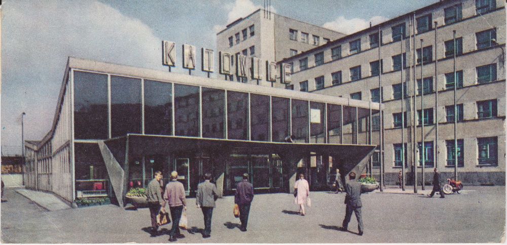 pocztówka: Katowice 1968 dworzec kolejowy PKP PRL