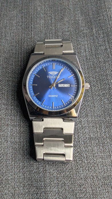 Męski Zegarek Silver & Blue | Głęboki Niebieski | Datownik | Okazja