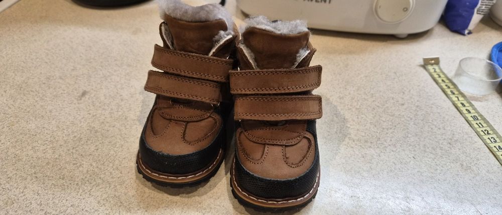 Шкіряні зимові дитячі черевики, хутро, 13.5 см, 22 розмір