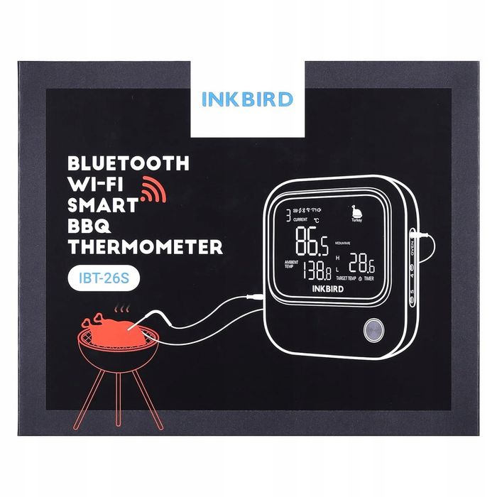 termometr do MIĘSA, BLUETOOTH 5.1 inkbird IBT-26S SYGNAŁ 70 M, WIFI