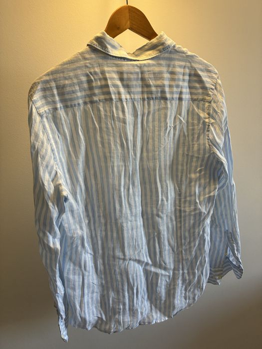 Camisa de linho Listrada Azul Massimo Dutti