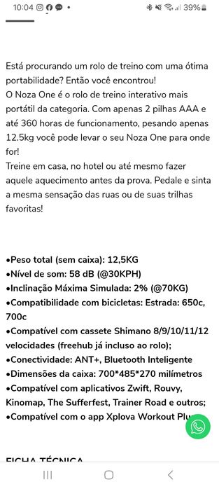 Rolo treino bicicleta