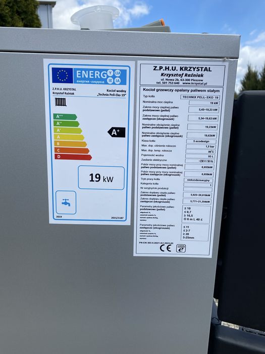 Kocioł Piec CO KRZYSTAL TECHNIX 19 kW na pellet ekogroszek drewno – SV200 5 Klasa Ecodesign