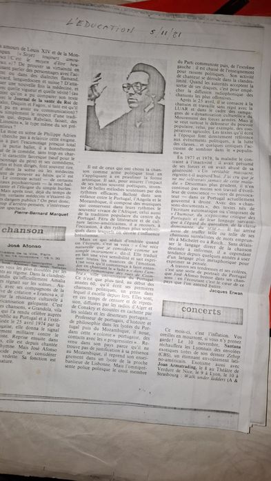 Zeca José Afonso press release francês 1981