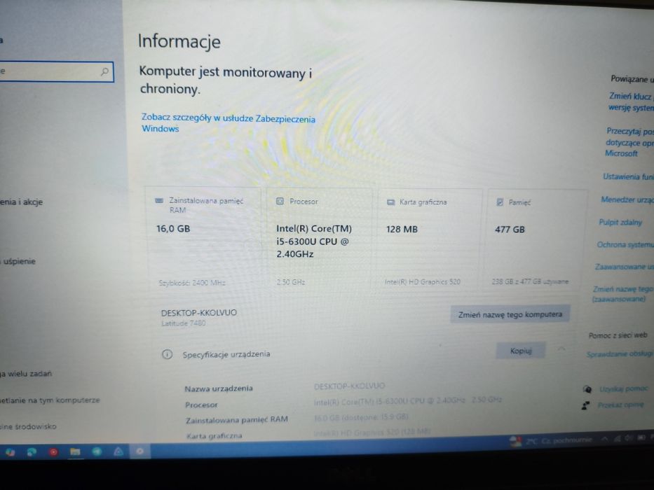 Laptop Dell Latitude 7480,16gb RAM,512 ssd