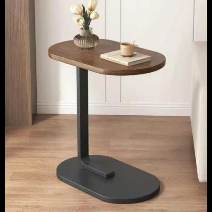 Журнальний приставний столик овальний 39×28×56 см, дерево+металл