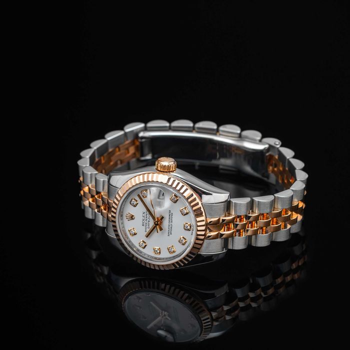 Zegarek Rolex Lady Datejust 26mm biała tarcza z diamentami, stal i Everose
