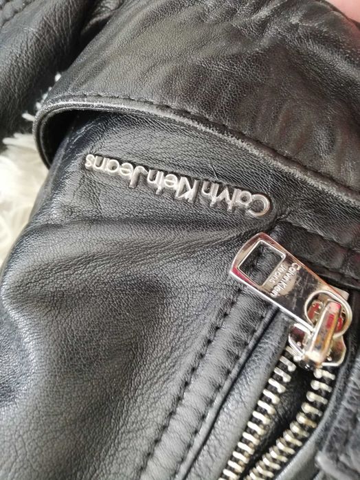 ramoneska skórzana Calvin Klein xs s 36 czarna 100% skóra owcza