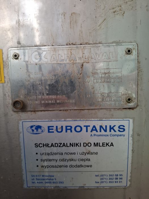 Zbiornik na mleko alfa laval 1250 l