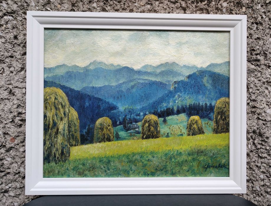 Sianokosy w górach, Czesław Jarząbek, malarz krakowski, 2. poł. XX w.