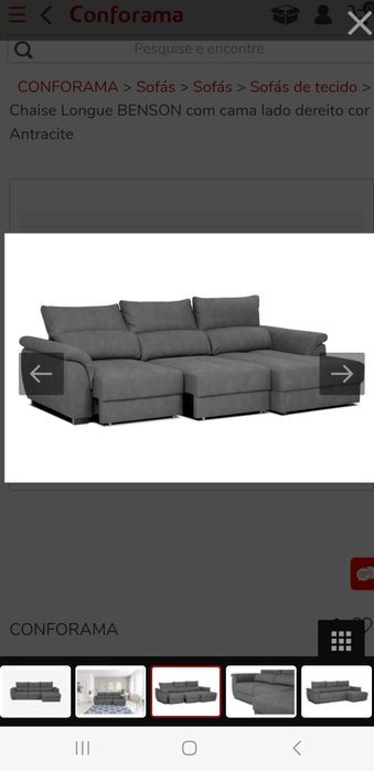 Sofá cama com chaiselongue Benson