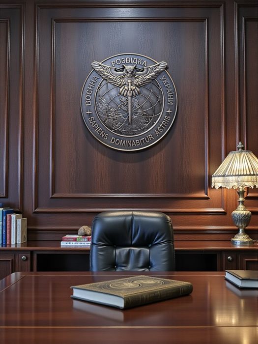 Деревʼяна емблема-шеврон «Головне управління розвідки»