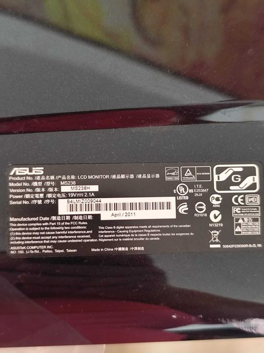 LED Monitor ASUS MS238H 23" Ultraslim (para reparar ou peças)