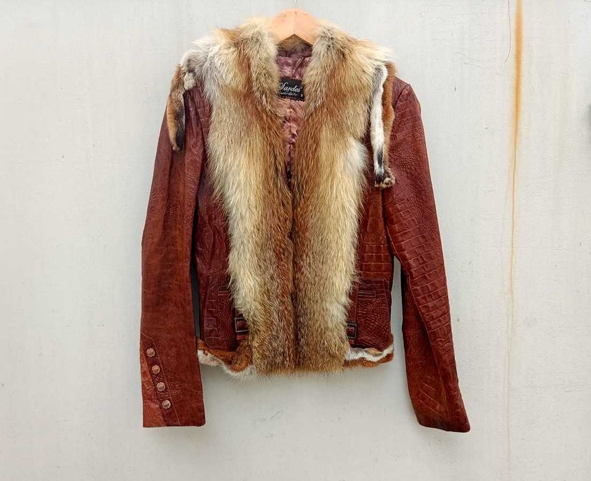 Вінтажна куртка з шкіри ягня з хутром лисиці Sardes leather & fur