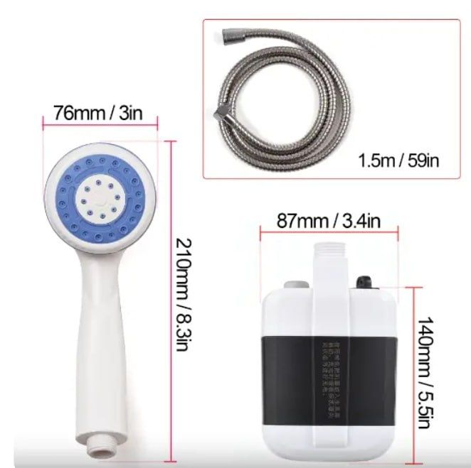 Портативний душ 2200 мАг Душ для кемпінгу Переносний душ акумуляторний