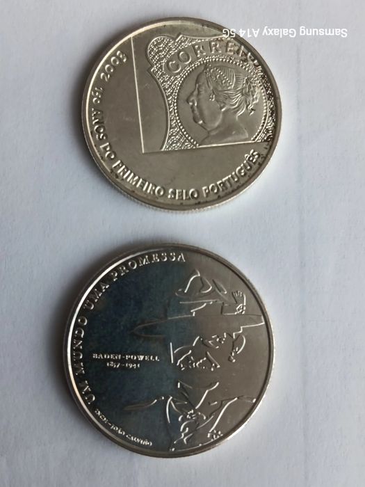2 moedas de 5 € de prata de 2003 e 2007.