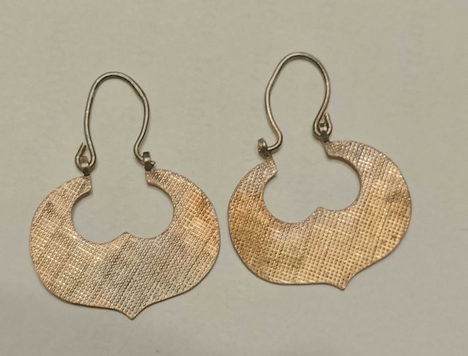 Редкие коллекционные советские серьги лунницы мельхиор в посеребрении