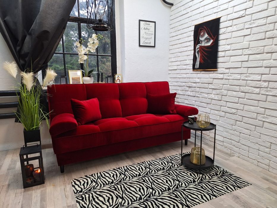 Kanapa wersalka  sofa rozkładana Sofia welur sprężyny