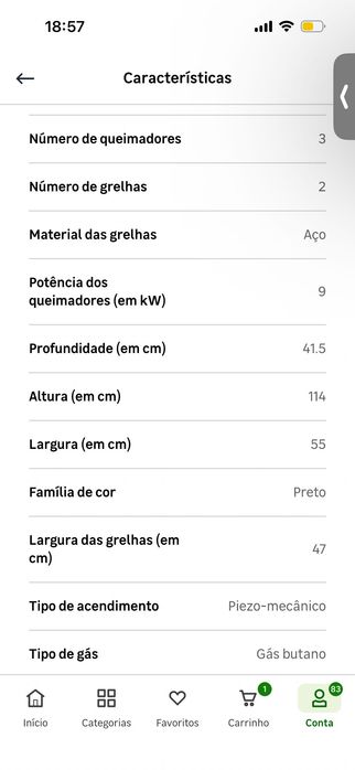 Barbecue a gás / 3 queimadores / 9 W Potência / Novo Preço 244€ (atualmente 200€)