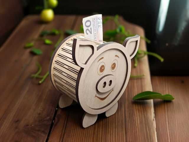 Drewniana Świnka Skarbonka Dla Dzieci