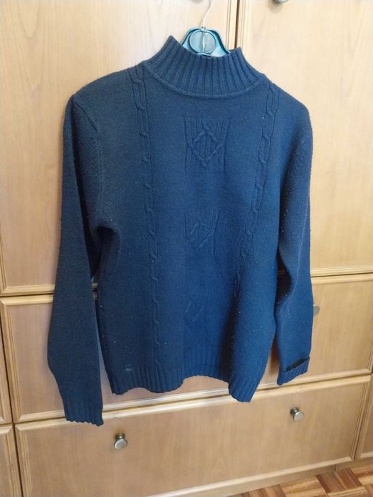 Camisola Azul, de lã, Feng, tamanho L /40