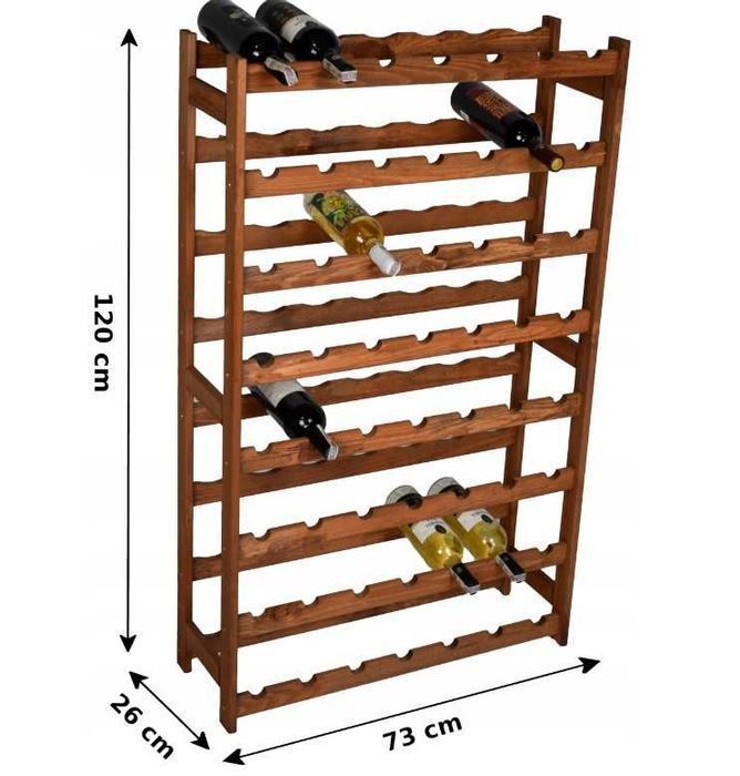 Regał STOJAK NA WINO 56 butelek Brązowy Drewniany 120cm Nowy