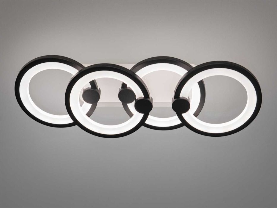 Світлодіодна люстра кільця чорна з пультом димером підсвічування 65W