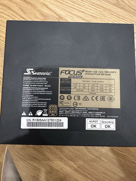 Seasonic Focus+ Gold Modular Power Supply 650W63824738123393124