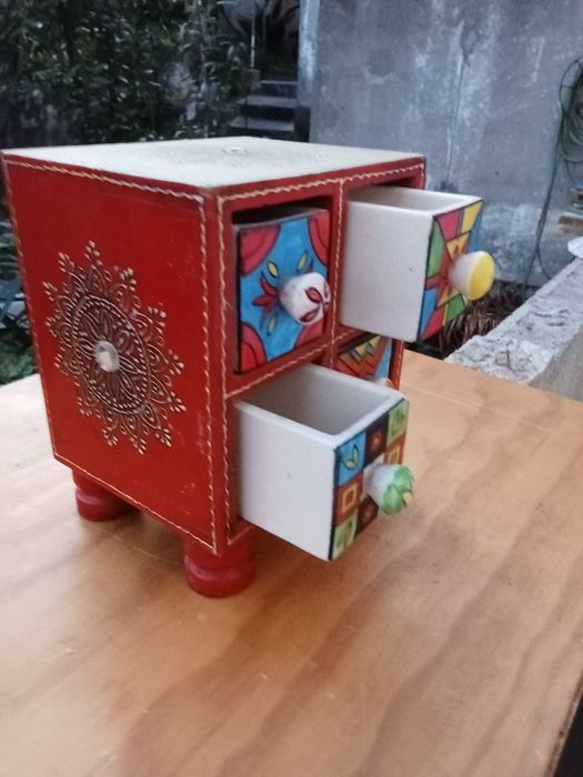 Vendo Caixa de Jóias Artesanal, Étnica, Hippie, Retro, Vintage