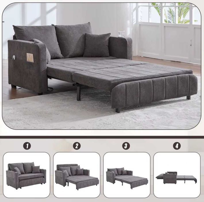 Wielofunkcyjna, rozkładana sofa z USB