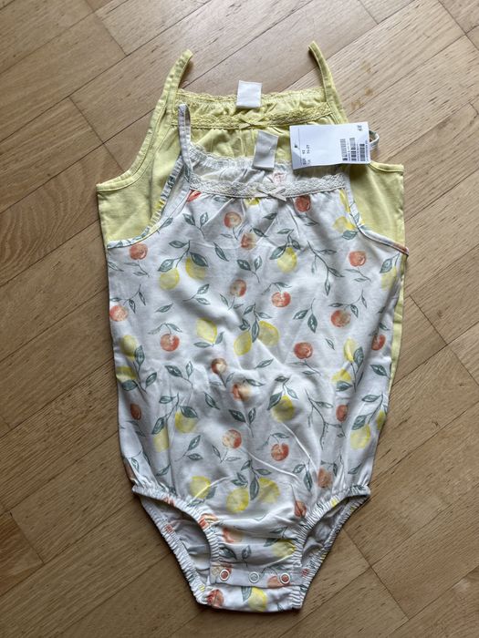 H&M 2 sztuki nowe body z koronką na ramiączka 92 wyprawka wakacje lato