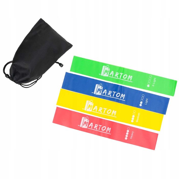 Set 4 gum do ćwiczeń gumy oporowe fitness crossfit zestaw trening