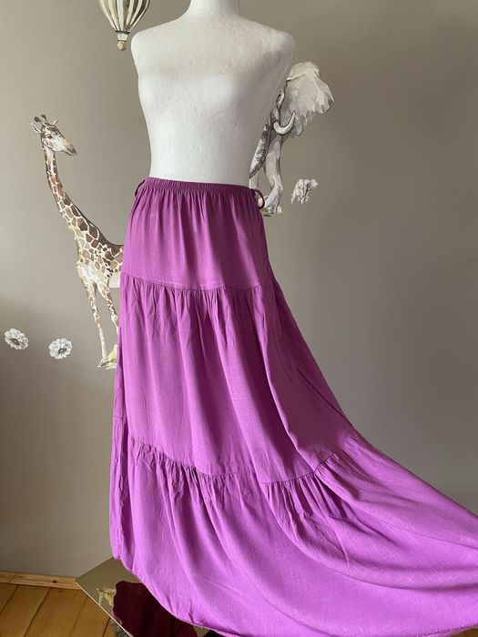 Długa spódnica boho z wiskozy fuksja New Collection maxi uniwersalna S–XL