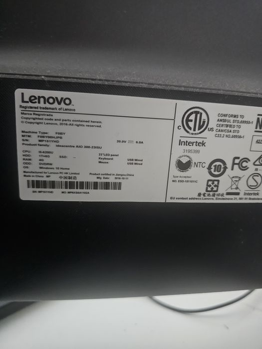 Komputer Lenovo Ideacentre AIO 300-23ISU dotykowy ekran, nie laptop