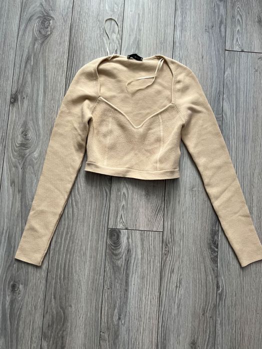 Топ с-м кремовий з довгими рукавами