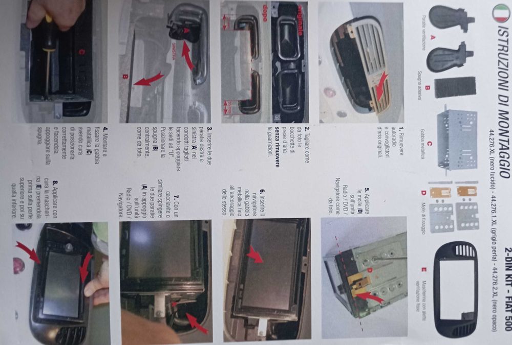 Ramka radiowa 2DIN kit Fiat 500