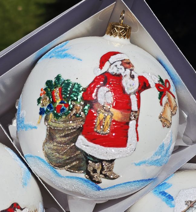 Bombki choinkowe szklane duże bańki 12 cm, decoupage jak malowane