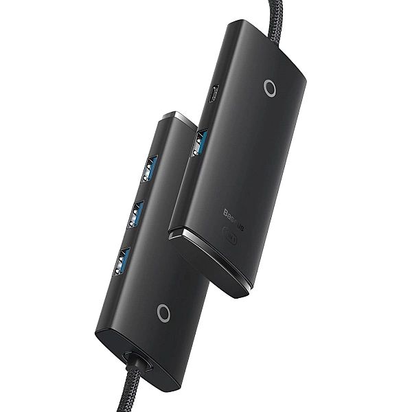 Baseus Lite Series przejściówka HUB USB Typ C - 4x USB 3.0/25cm czarny