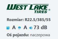 385/55R22.5 Opona ciężarowa Westlake WTR2 Naczepowa